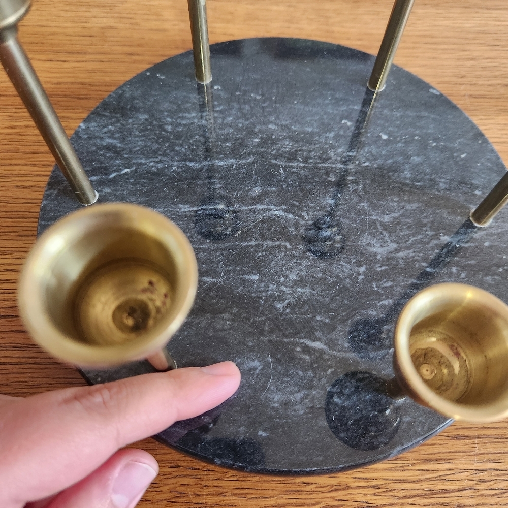Vintage Himark Giftware Brass Graduated Candlestick Holders in Black Marble Base - Picture 11 of 11